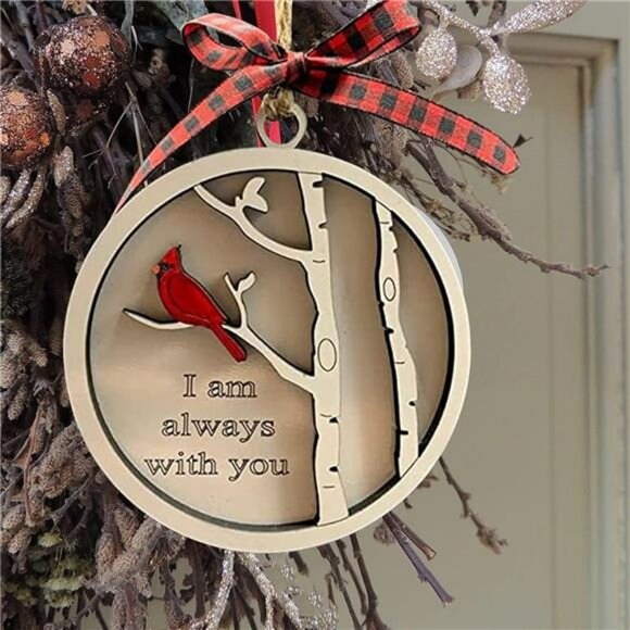 Memorial Cardinal Ornament Wooden Sympathy Gift Remembrance Condolence Decoratio - Picture 3 of 7